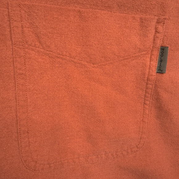Woolrich Mens 2XL Burnt Orange Cotton Chamois Flannel Button Down Shirt Rust - Picture 11 of 12